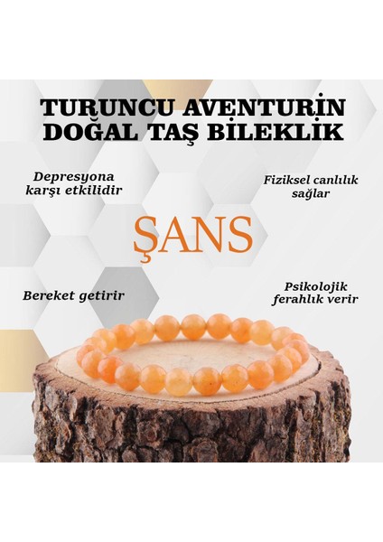 Sertifikalı Turuncu Aventurin Orjinal ( Taşlar) Doğaltaş Bileklik 8 Mm, B882 fiyatları