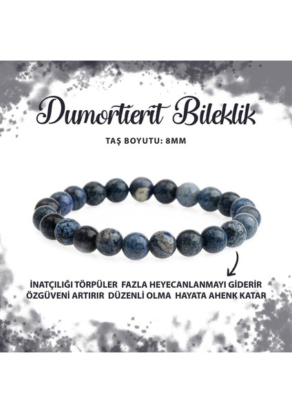 Sertifikalı Dumortierit 8mm Doğal Taş Bileklik
