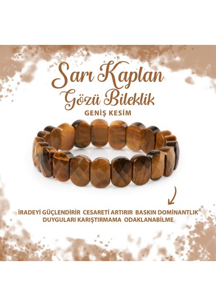 Sertifikalı Sarı Kaplan Gözü Doğal Taş Geniş Kesim Bileklik