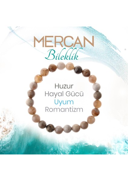Sertifikalı Mercan ( Taşlar) Doğaltaş Bileklik 8 Mm, B992