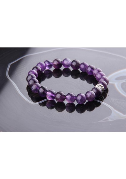 Sertifikalı Ametist ( Taşlar) Doğaltaş Bileklik 8 mm - B596 indirimleri