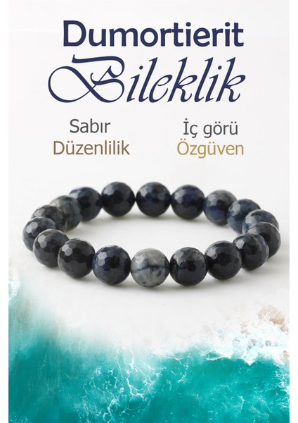 Sertifikalı Dumortierit Doğaltaş Bileklik, Fasetli Dumortierit Doğal Taş Bileklik B1050 (10MM-16CM)