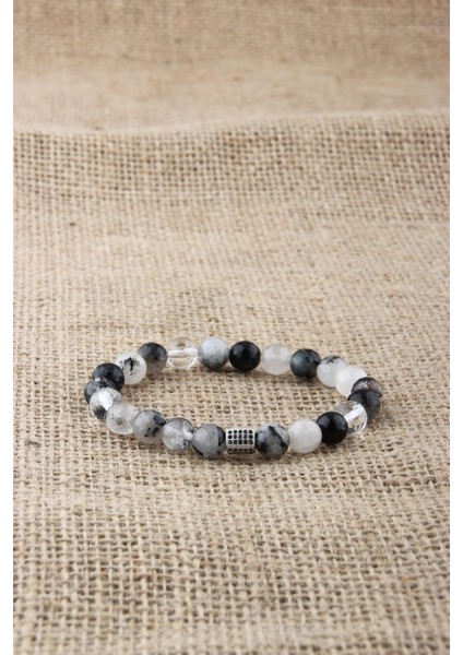 Sertifikalı Rutilli Kuvars Orjinal ( Taşlar) Doğaltaş Bileklik 8 mm