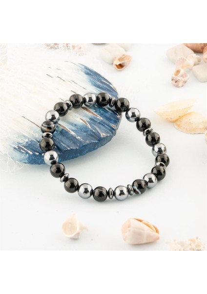 Sertifikalı Genel Sağlık Doğal Taş Bileklik Trehartz Göz Akik Hematit 8mm B0011 fiyatları