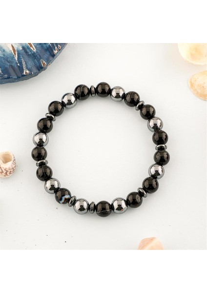 Sertifikalı Genel Sağlık Doğal Taş Bileklik Trehartz Göz Akik Hematit 8mm B0011 modelleri