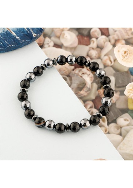 Sertifikalı Genel Sağlık Doğal Taş Bileklik Trehartz Göz Akik Hematit 8mm B0011 fırsatları
