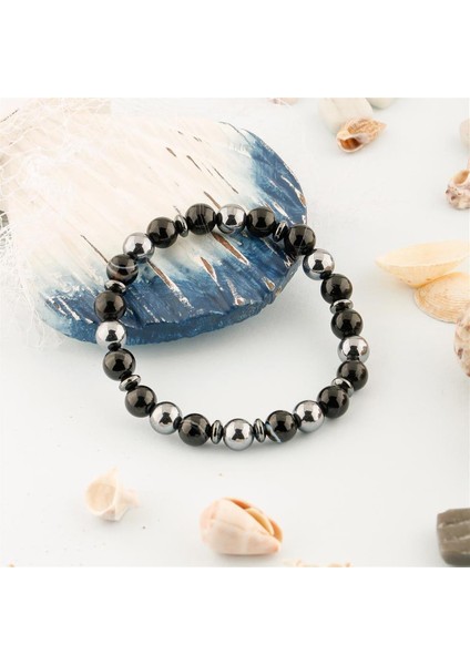 Sertifikalı Genel Sağlık Doğal Taş Bileklik Trehartz Göz Akik Hematit 8mm B0011 indirimleri