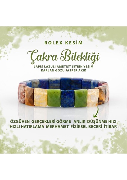 Sertifikalı Çakra Doğal Taş Roleks Bileklik Lapis Ametist Sitrin Yeşim Kaplan Gözü Jasper Akik B008