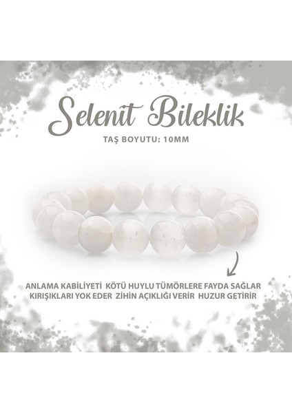 Sertifikalı Selenit 10MM Doğal Taş Bileklik