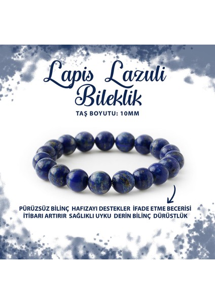 Sertifikalı Lapis Lazuli 10MM Doğal Taş Bileklik