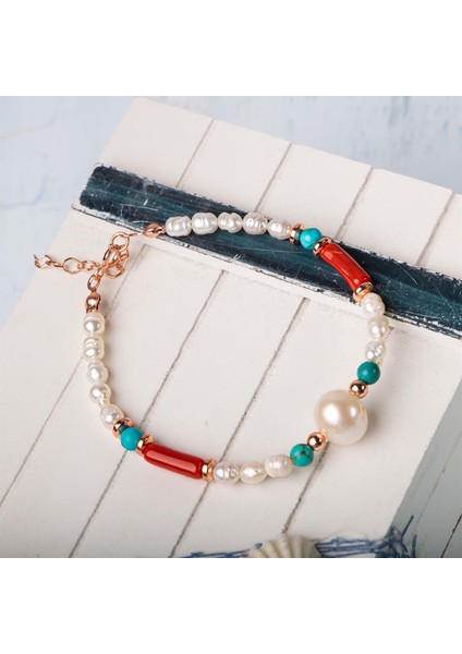 Sertifikalı Hakiki Turkuaz (Firuze) Mercan Inci Doğal Taşlı Gümüş Bileklik modelleri