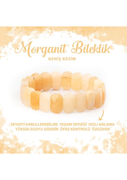 Sertifikalı Morganit Doğal Taş Geniş Kesim Bileklik