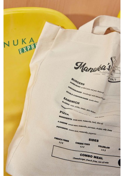 Baskılı Körüklü Bez Çanta Manuka Menu