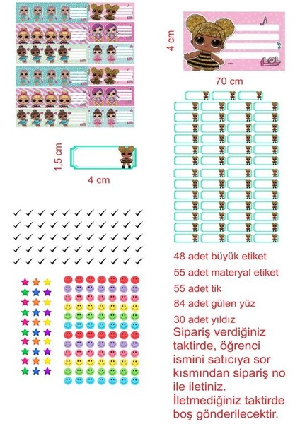 Lol Bebek Kitap Defter Okul Etiketi 270 Adet Kesimli