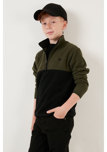 Yumuşak Dokulu Yarım Fermuarlı Renk Bloklu Dik Yaka Polar Unisex Çocuk Polar 5905004 fiyatları