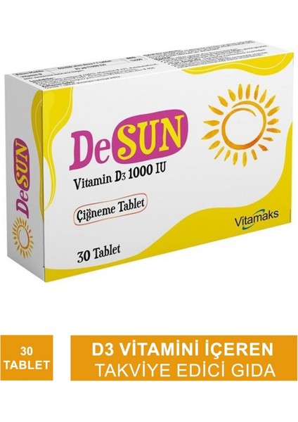 Vitamaks Desun Vitamin D3 1000 IU Damla 30 Tablet