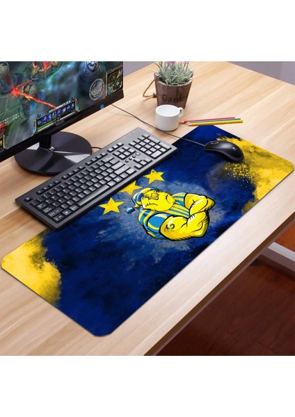 Sarı Lacivert Yıldız Serçe Temalı Kaydırmaz Gaming Oyuncu Masaüstü Dikişsiz Siyah Klavye Pad 32X70CM fiyatları