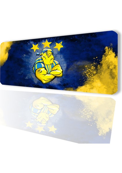 Sarı Lacivert Yıldız Serçe Temalı Kaydırmaz Gaming Oyuncu Masaüstü Dikişsiz Siyah Klavye Pad 32X70CM modelleri