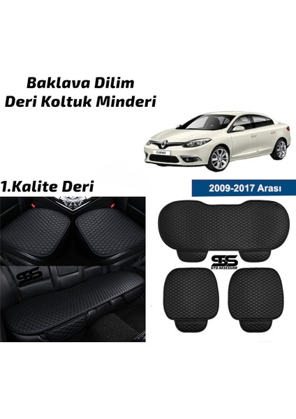 Renault Fluence 2009-2017 Siyah Deri Oto Koltuk Minderi