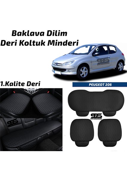 Peugeot 206 1998-2012 Arası Siyah Deri Oto Koltuk Minderi