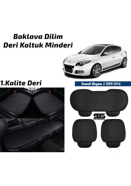 Renault Megane 2009-2016 Siyah Deri Oto Koltuk Minderi