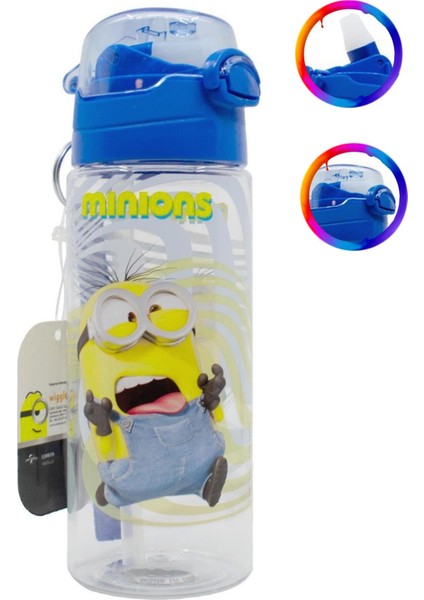 Minions Şeffaf Matara 500ML - Minyonlar Suluk - Lisanslı Minions Matara - Pipetli Suluk