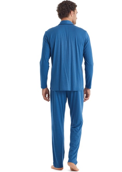 Erkek Uzun Kollu Önden Düğmeli Pijama Takımı 40084 modelleri
