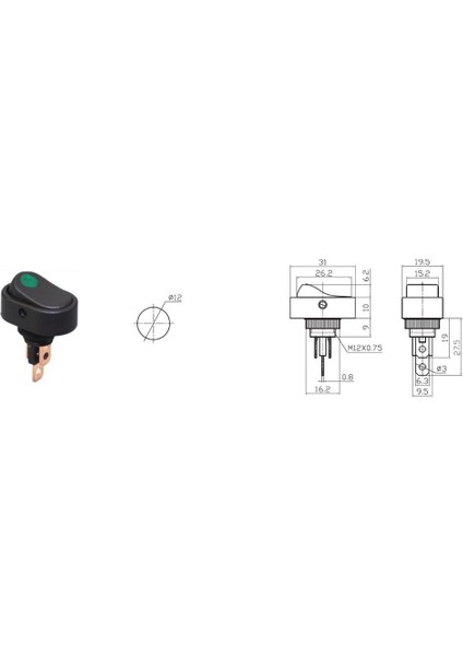 IC132A-2 Oval Ledli 12V Dc 20A Anahtar 3p