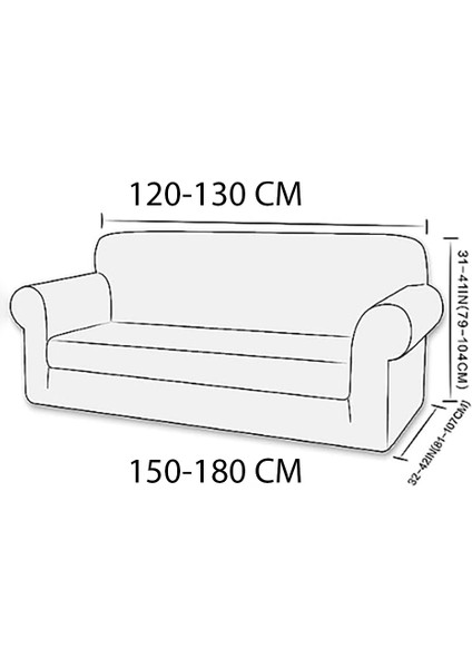 Lastikli Esnek Koltuk Kılıfı Jakarlı Düz Desen Iki Kişilik Koltuk Örtüsü