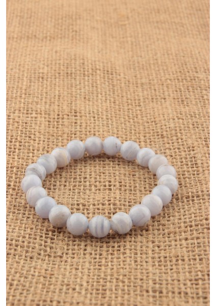 Sertifikalı Mavi Akik Orjinal ( Taşlar) Doğaltaş Bileklik 8 mm