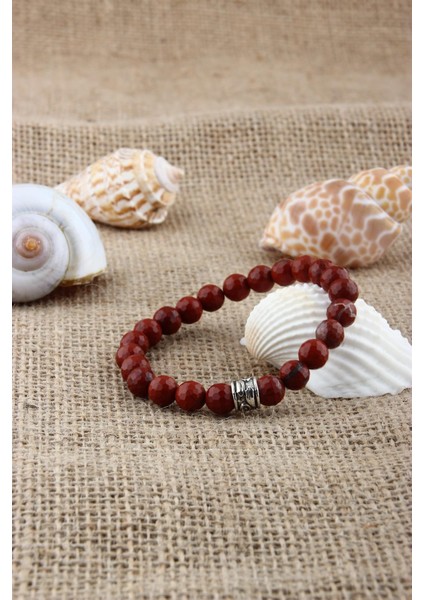 Sertifikalı Kırmızı Jasper Orjinal ( Taşlar) Doğaltaş Bileklik 8 mm