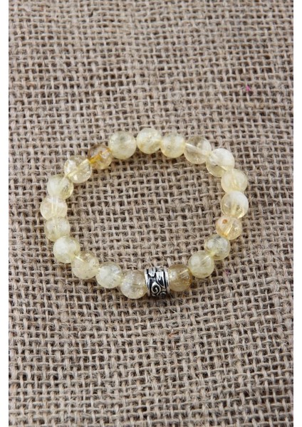 Sertifikalı Sitrin Orjinal ( Taşlar) Doğaltaş Bileklik 8 mm