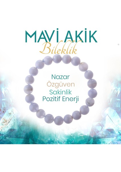Sertifikalı Mavi Akik Orjinal ( Taşlar) Doğaltaş Bileklik 8 Mm, B990