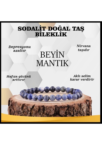 Sertifikalı Sodalit Orjinal ( Taşlar) Doğaltaş Bileklik 6 mm - B849 fiyatları