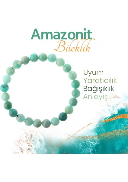 Sertifikalı Amazonit Orjinal ( Taşlar) Doğaltaş Bileklik 8 Mm, B961