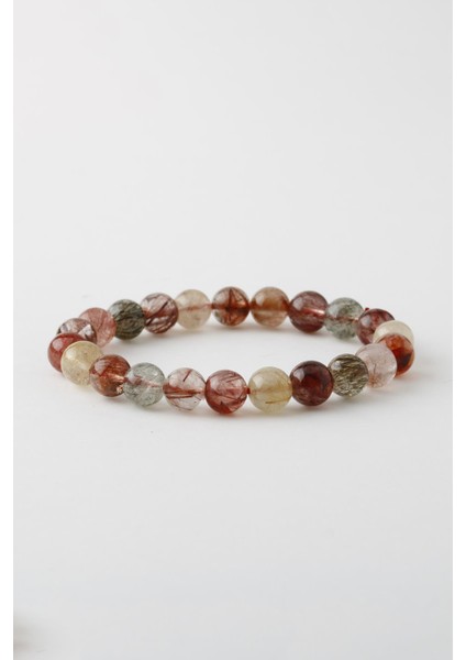 Sertifikalı Iğnecikli Kuvars Doğaltaş Bileklik, Iğnecikli Kuvars Doğaltaş Bileklik (8mm) B1080