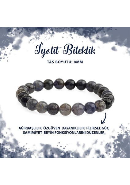 Sertifikalı Iyolit 8mm Doğal Taş Bileklik