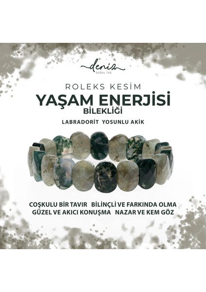 Sertifikalı Yaşam Enerjisi Doğal Taş Geniş Kesim Bileklik