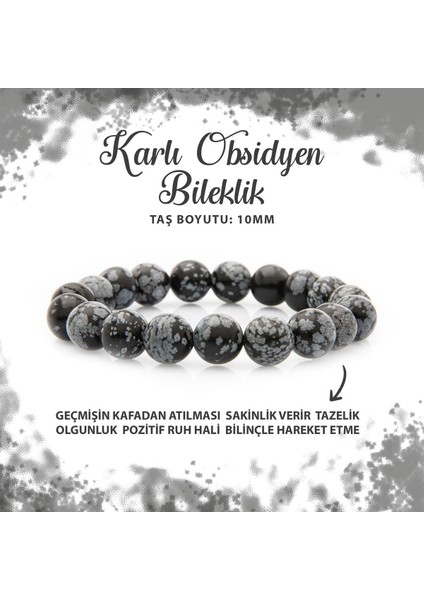 Sertifikalı Karlı Obsidyen 10MM Doğal Taş Bileklik