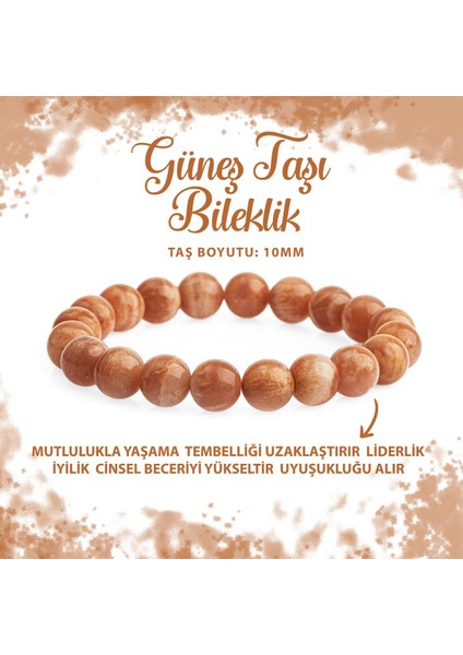 Sertifikalı Güneş Taşı 10MM Doğal Taş Bileklik