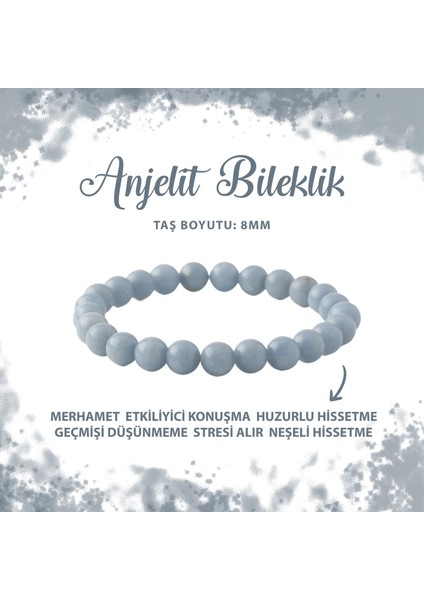 Sertifikalı Anjelit 8mm Doğal Taş Bileklik