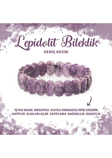Sertifikalı Lepidolit Doğal Taş Geniş Kesim Bileklik