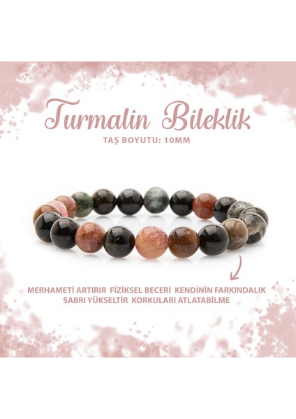 Sertifikalı Renkli Turmalin 10MM Doğal Taş Bileklik