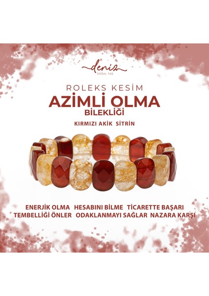 Sertifikalı Azimli Olma Doğal Taş Geniş Kesim Bileklik