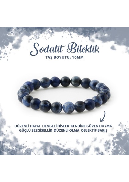 Sertifikalı Sodalit 10MM Doğal Taş Bileklik