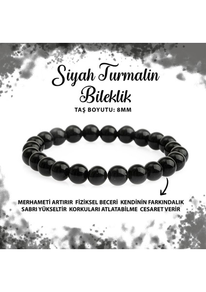 Sertifikalı Siyah Turmalin 8mm Doğal Taş Bileklik
