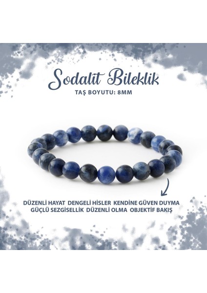 Sertifikalı Sodalit 8mm Doğal Taş Bileklik