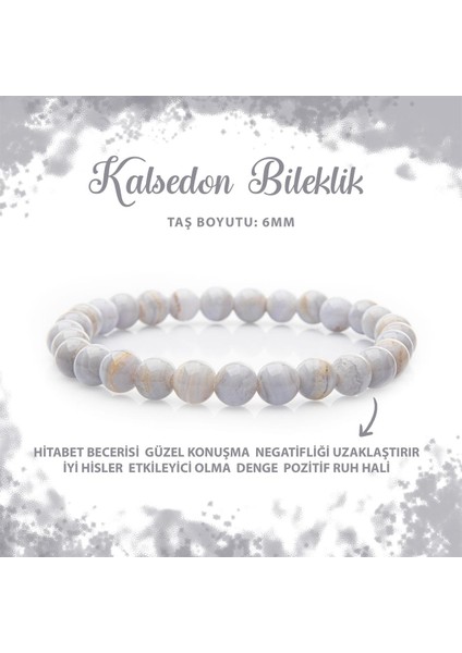 Sertifikalı Kalsedon 6mm Doğal Taş Bileklik