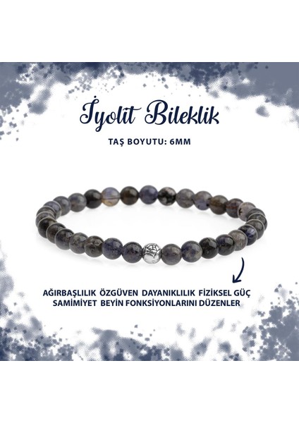 Sertifikalı Iyolit 6mm Doğal Taş Bileklik