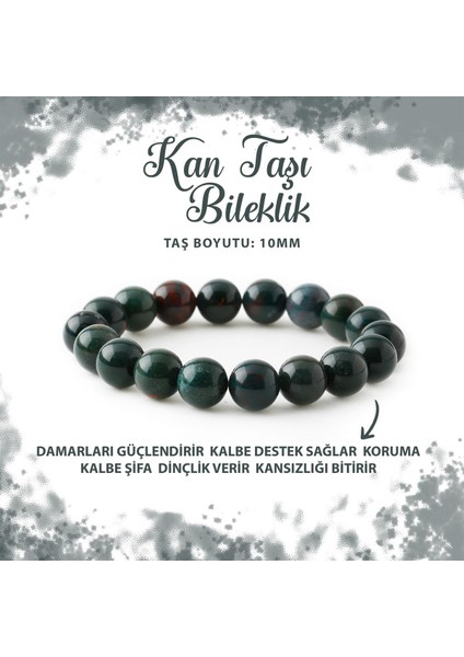 Sertifikalı Kan Taşı 10MM Doğal Taş Bileklik